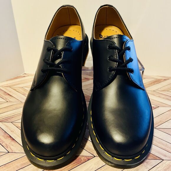 Dr Martens 1461 Smooth Leather Oxford Women 10 Shoes 3 Eye Yellow Stitch Classic - Picture 3 of 8